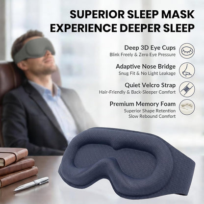 Maximum Blackout Sleep Mask for Deep Sleep, 3D Eye Mask with Spacious Eye Cups, Zero Eye Pressure, Long Eyelash & Lash Extension Friendly, Eye Cover for Travel/Shift Work/Daytime Sleep, Black