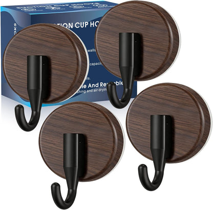 MOTAIPEAK Suction Cup Hooks for Shower,Shower Hooks Mounting on Glass Doors, Tile, Mirrors, Metals,Hook for Hanging Towels, Robe, Loofah, Jackets-Black(2 Pack)