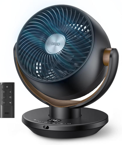 DREO Fan for Bedroom, Desk Air Circulator Fans with Remote, 11 Inch Table Fan for Whole Room, 65ft Powerful Airflow, 120° Vertical Manual and 90° Oscillating, 4 Speeds, 8H Timer, 25dB Quiet, Home