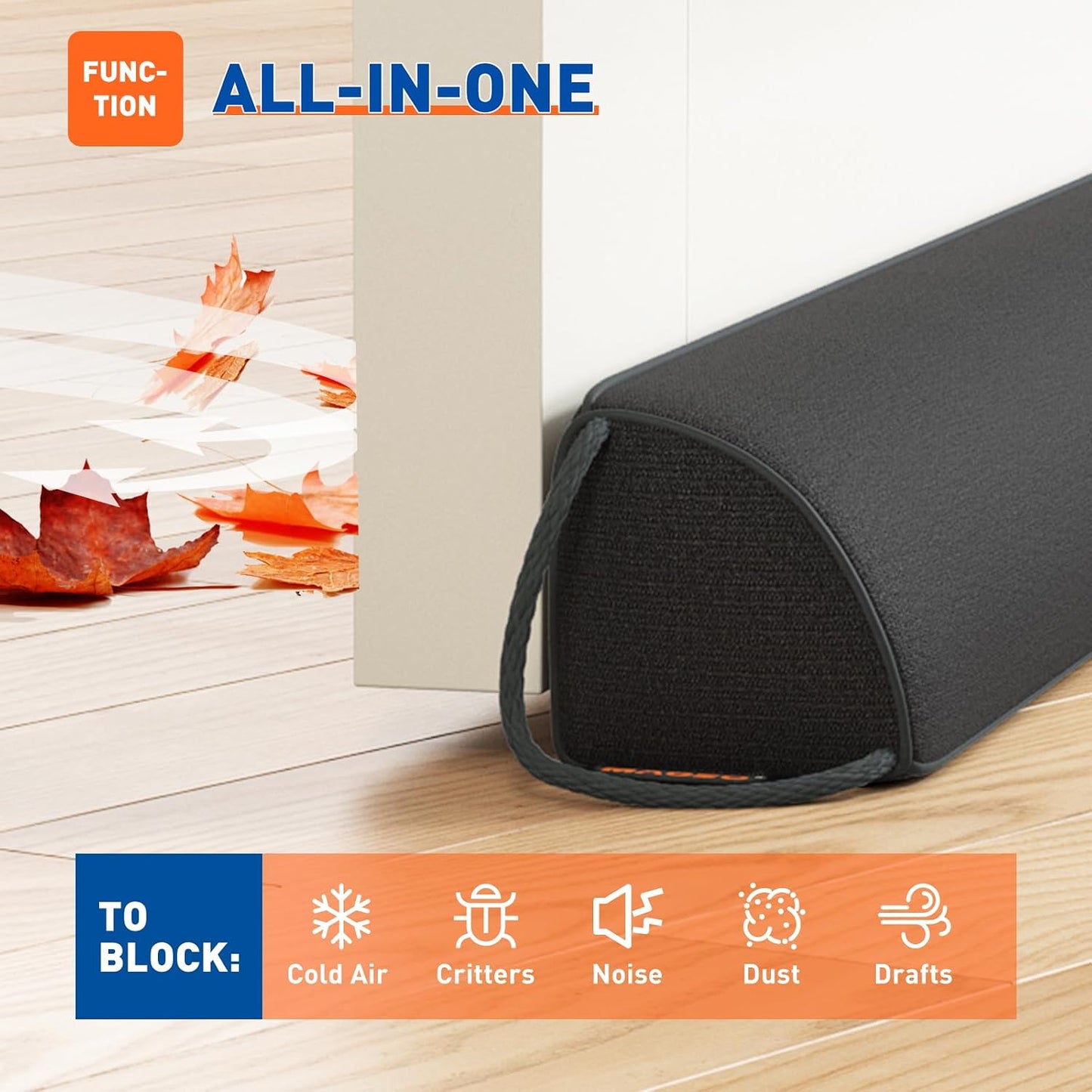 MAGZO Under Door Draft Stopper 30 Inches, Sound Proofing for Door, Gray | Triangular Weighted Sound Proofing for Door Draft Blocker, Easy Install & Machine Washable