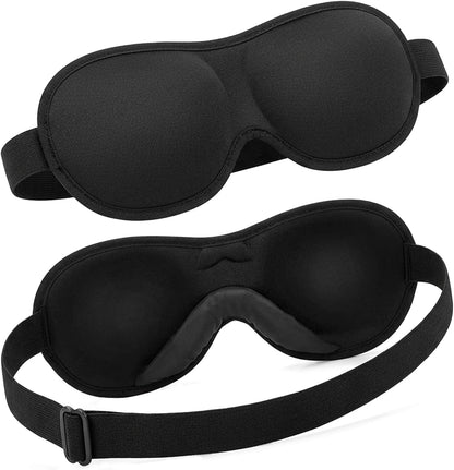 Sleep Mask for Women Men 3D Contoured Sleeping Eye Mask Adjustable Strap Blindfold Soft Eye Shade Cover (Black 1 Pc)