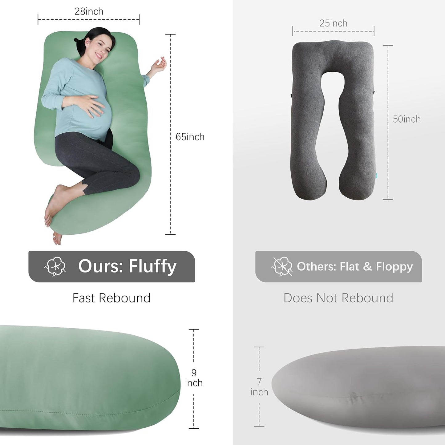 MOON PARK Pregnancy Pillows for Sleeping - 57 Inch U Shaped Full Body Maternity Pillow with Removable Cover - Support for Back, Legs, Belly, Hips - Pregnancy Pillow for Women - Grey