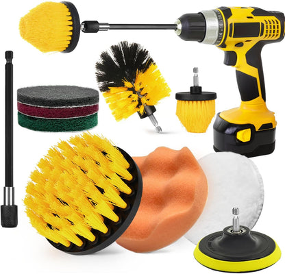 30Pcs Drill Brush Attachment Set,Drill Scrubber Brush Kit Include Scrub Pads, Sponge, Extend Attachment, Drill Cleaning Brush Attachment Set for Bathroom, Tub, Tile, Corner, Floor, Grout, Boat