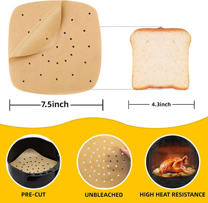 Katbite 160pcs Air Fryer Parchment Paper Liners, Perforated 9x11 Inch | Disposable air fryer paper liners, nonstick perforated for airflow, fit air fryer/toaster oven, Cuisinart & Ninja Foodi