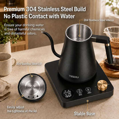 Gooseneck Electric Kettle with ±1℉ Temperature(104-212F) Control 1.0L