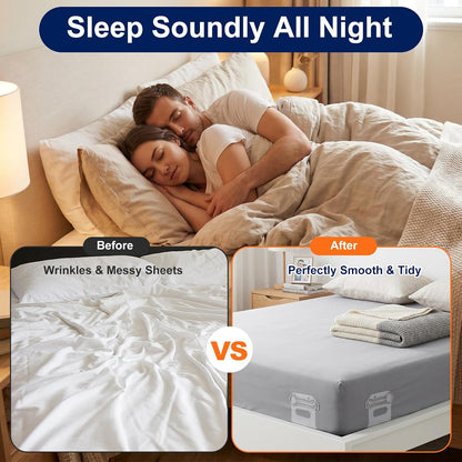 Premium 4-Pack Bed Sheet Holders for Corners, Fits All Mattress Sizes | Non-slip Locking Clasps Keep Sheets Tight, Sturdy Clips, Easy Install, No More Loose Sheets