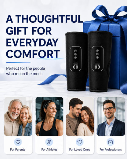 RIGHTMELL Cordless Leg Massager with Heat, Compression Calf Massager, Pair | Rechargeable Calf Wraps With 3 Modes, 3 Intensities, Adjustable Heat for Home and Office Use