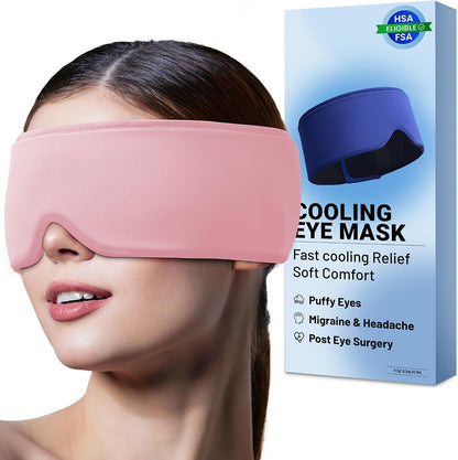 Cooling Gel Eye Mask for Puffy Eyes, Migraine & Headache Relief, Full Eye-Area Cold Compress for Eyes & Temples, FSA Eligible HSA Reusable Eye Ice Pack for Swelling & Post-Surgery Recovery