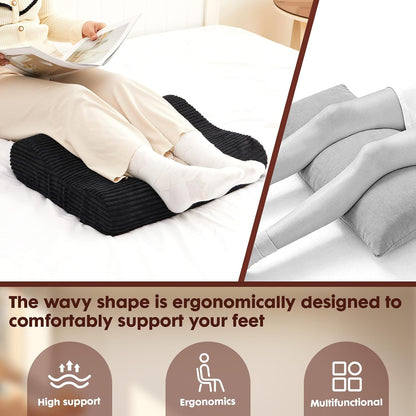 B Shape Corduroy Recliner Foot Pillow, Foam Extra Large Foot Rest Cushion with Adjustable Straps, Suitable for Bed Chair Sofa Headrest Back Lumbar Leg Support Pillow (Light Brown)