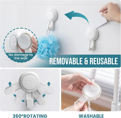 TAILI 2 Pack Upgraded Suction Cup Razor Holder for Shower Waterproof, Black | Visible Safety Indicator, Rust-Resistant Bathroom Organizer, No-Drill Glass Shower Wall Hook for Towel,Loofah,Razor,Squeegee