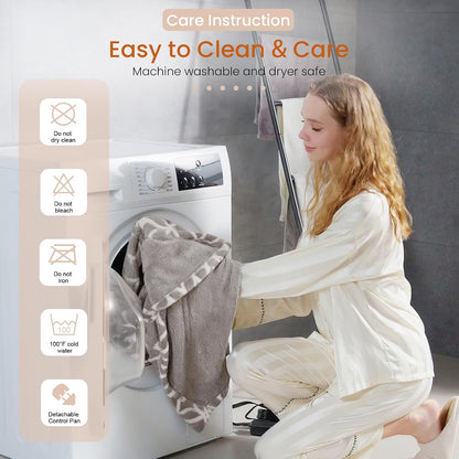 Heated Blanket Electric Throw Blanket with Built-in Button Controller 50"x60" One-Touch Ultra Cozy Soft Warm Heating Electric Blanket with 4 Heat Levels & 4 Hours Auto-Off Overheat Protection