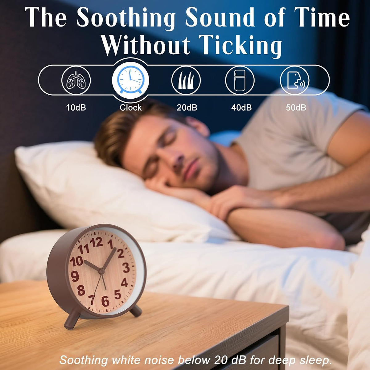 Analog Alarm Clock Night Ligh Battery Operated for Bedroom