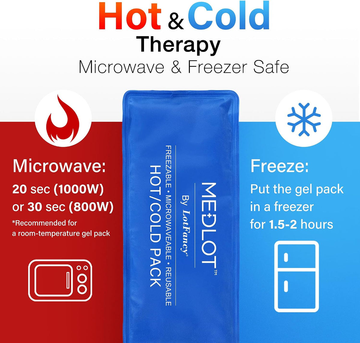 LotFancy Gel Ice Packs, 2pc Reusable Hot Cold Pack for Therapy, Heating Cooling Gel Pad, Pain Relief for Face, Head, TMJ, Wisdom Teeth, Oral Facial Surgery, Sport Injuries, Migraine, Muscle Joint