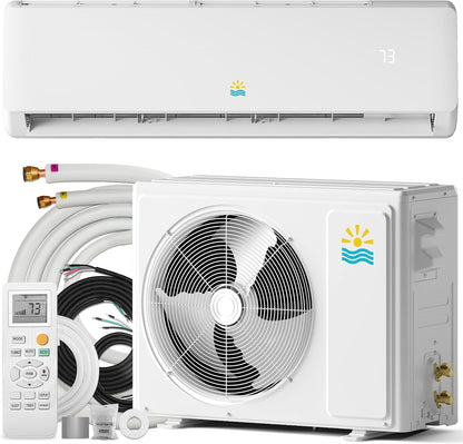 Rellytech Mini Split AC/Heating System - 9000 BTU Mini Split AC Inverter Heating and Cooling, 19 SEER2 115V/110V Energy Efficient Ductless Air Conditioner Up to 550sq.ft, Pre-charged System