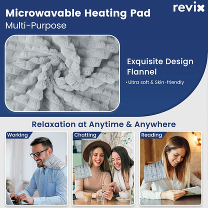 REVIX Microwave Heating Pad, 8 * 14" Flaxseeds Heating Pads Microwavable Moist Heat Therapy for Muscle, Joints, Neck Shoulder, Weighted Hot Pack Warm Compress