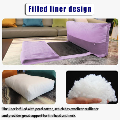 Adjustable Headrest Pillow for Recliners and Armchairs - Non-Slip Velvet Cushion for Neck Support and Pain Relief (Gray)