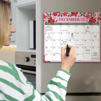 2026-2027 Magnetic Calendar for Refrigerator, Apr 2026-Dec 2027 | 21-Month Fridge Calendar 2026-2027 for Home Planning, Scheduling and Easy Organization, Greenery