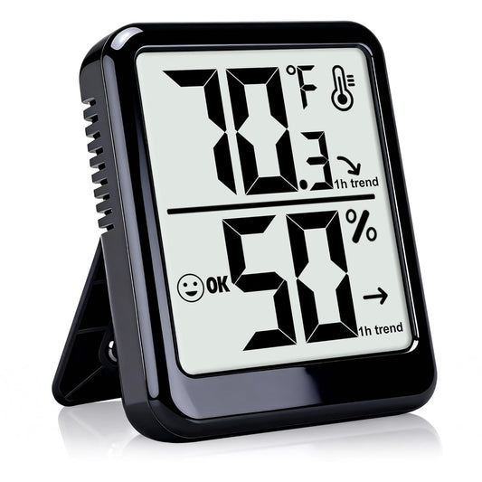 Room Thermometer Indoor Hygrometer Digital Humidity Meter | Accurate Sensor, Fast Refresh, Big Digits, Easy to View, ℉/℃, w/ AAA Battery, Compact for Home, Office, Pet, Plant
