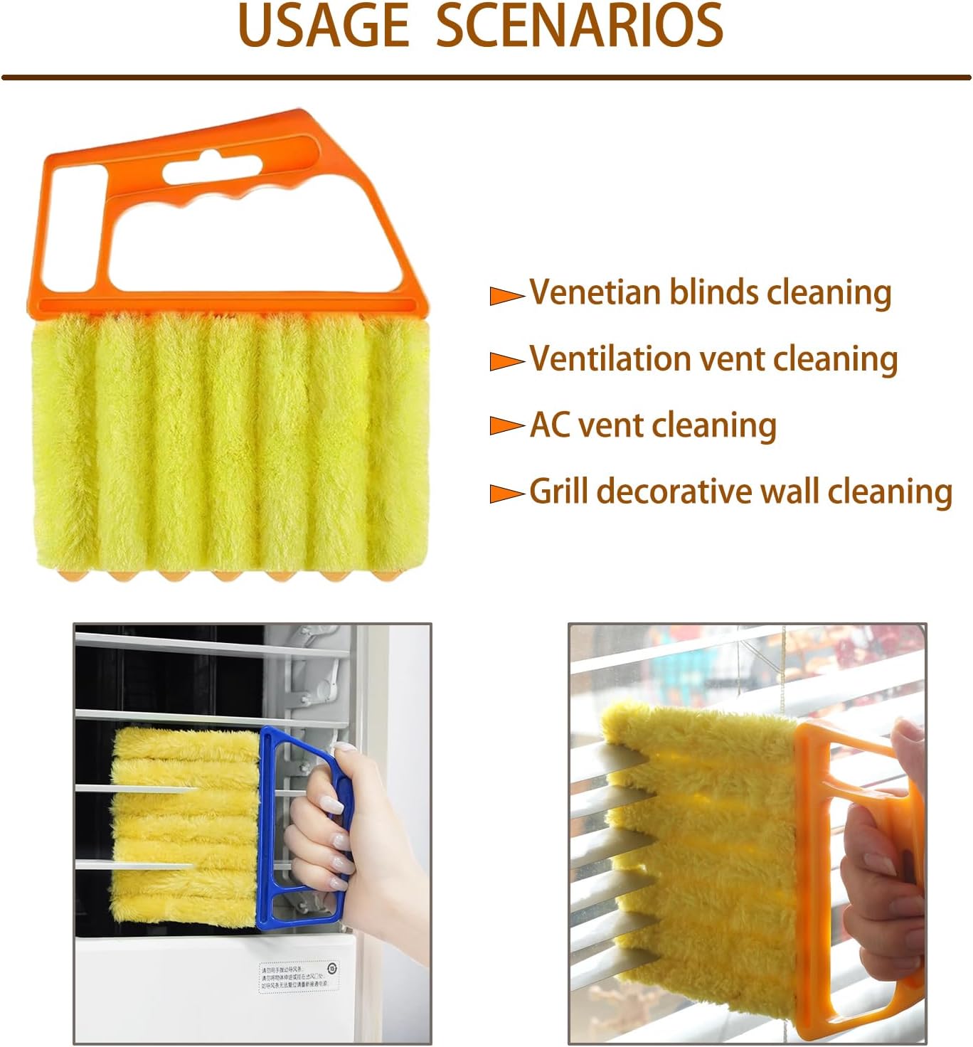 Washable Blinds Cleaner Tool, Blind Duster, Microfiber Dusting Brush for Venetian Blinds, Window Shutters, Air Conditioner Vents (4-Pack)