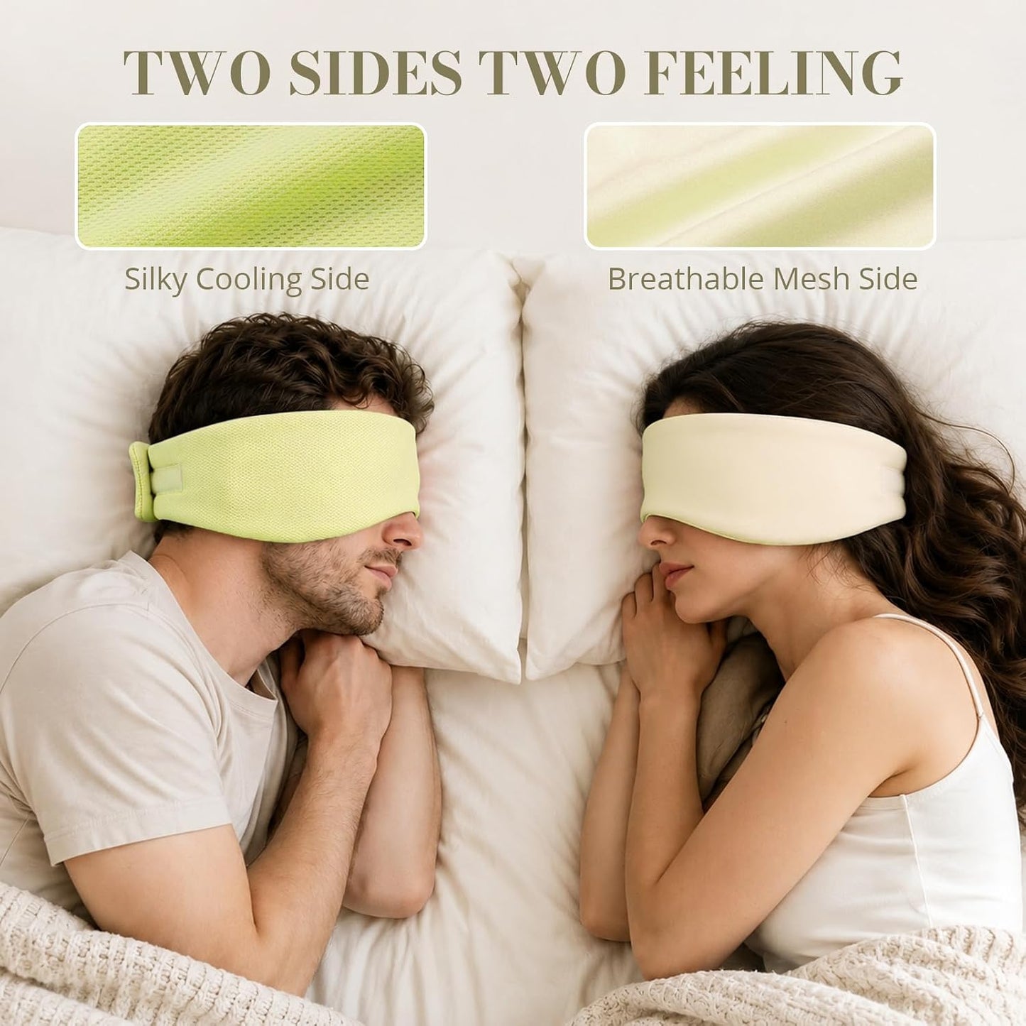 Sleep Mask for Women Men, Reversible Eye Mask Sleeping with Cozy & Cooling Sides, Adjustable Velcro Band, Blackout Face-Hugging Padded Eye Cover for Sleeping Travel Office, Grey/White