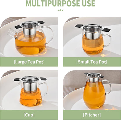 Tea Infuser Strainers, Stainless Steel Loose Leaf Tea Strainer Stepper with Heat Proof Double Handles, Extra Fine Mesh Ball Infusers, Diffuser Holder Filter for Mugs, 1PC