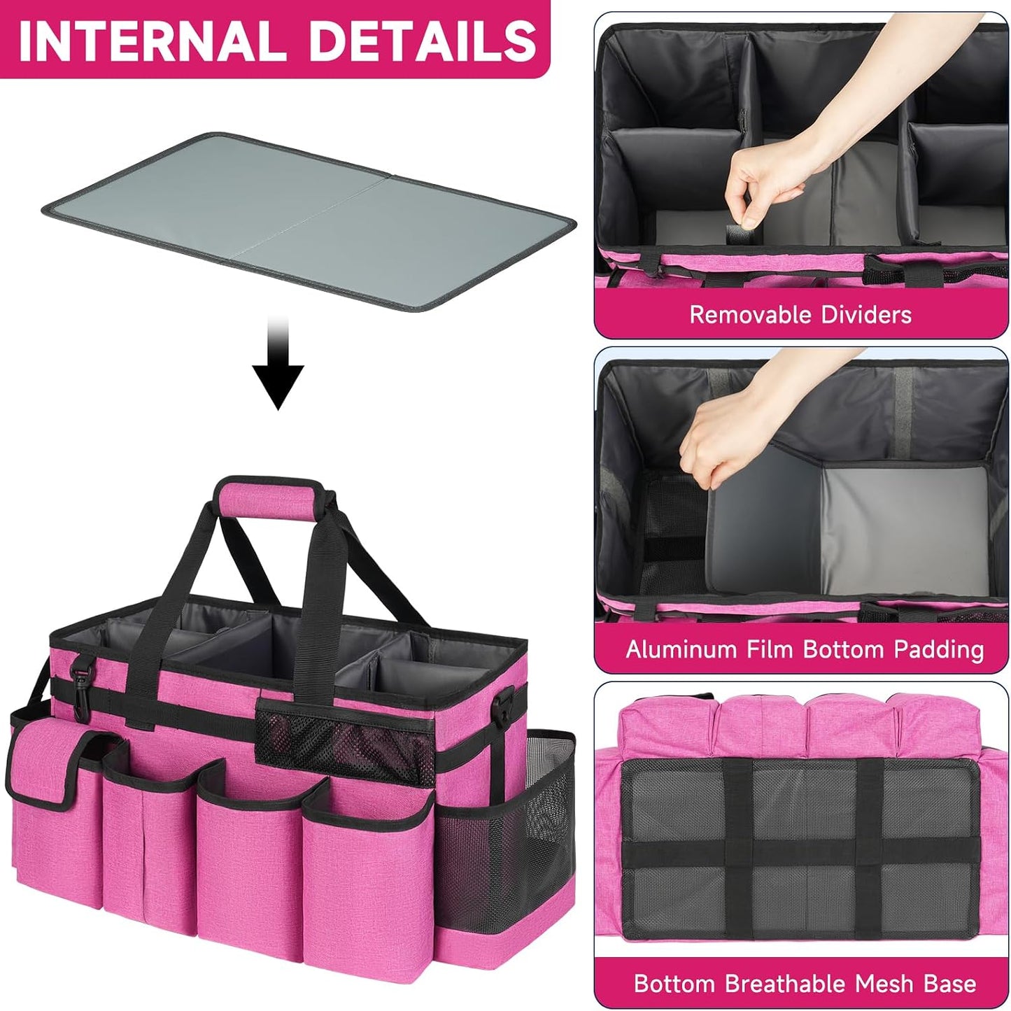 Cleaning Caddy Bag,Large Cleaning Supplies Organizer with Handle for Housekeepers,Purple