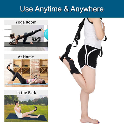 Komzer Foot Stretcher Belt, Foot Stretcher Stretch Strap for Plantar Fasciitis, Heel Spurs, Foot Drop, Achilles Tendonitis & Hamstring. Yoga Foot & Leg Stretch Strap (Black)