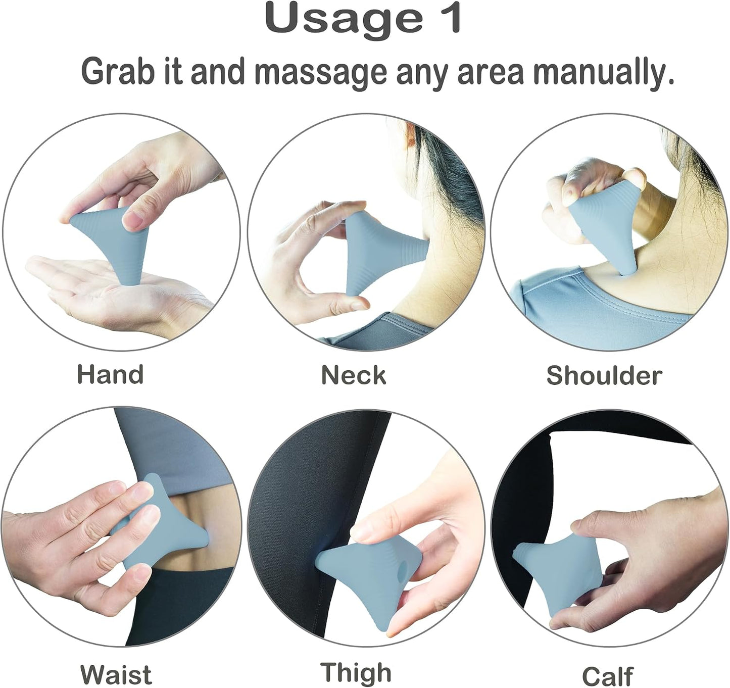 Trigger Point Massage Ball Manual Massager Tool 2.8”×2.9”. Gray | Silicone Massage Ball for Muscle Knot Deep Tissue Myofascial Release Physical Therapy Hip Flexor Iliacus Psoas Hand Foot Back