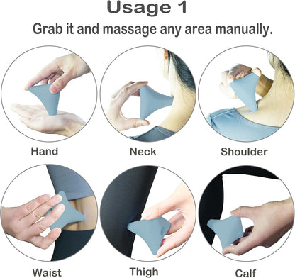 Trigger Point Massage Ball Manual Massager Tool 2.8”×2.9”. Gray | Silicone Massage Ball for Muscle Knot Deep Tissue Myofascial Release Physical Therapy Hip Flexor Iliacus Psoas Hand Foot Back