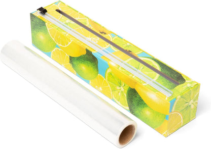 Plastic Wrap Organizer - 12" x 250' Roll Cling Film Dispenser - Aluminum Foil Dispenser - Reusable Slide Cutter
