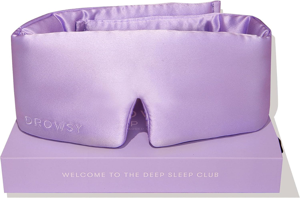 DROWSY Silk Sleep Mask - Face-Hugging, Padded Cocoon for Luxury Sleep in Total Darkness - 100% Pure Mulberry Silk, Skin-Hydrating & Adjustable (Midnight Blue)