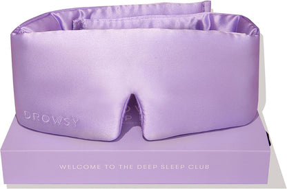 DROWSY Silk Sleep Mask - Face-Hugging, Padded Cocoon for Luxury Sleep in Total Darkness - 100% Pure Mulberry Silk, Skin-Hydrating & Adjustable (Midnight Blue)