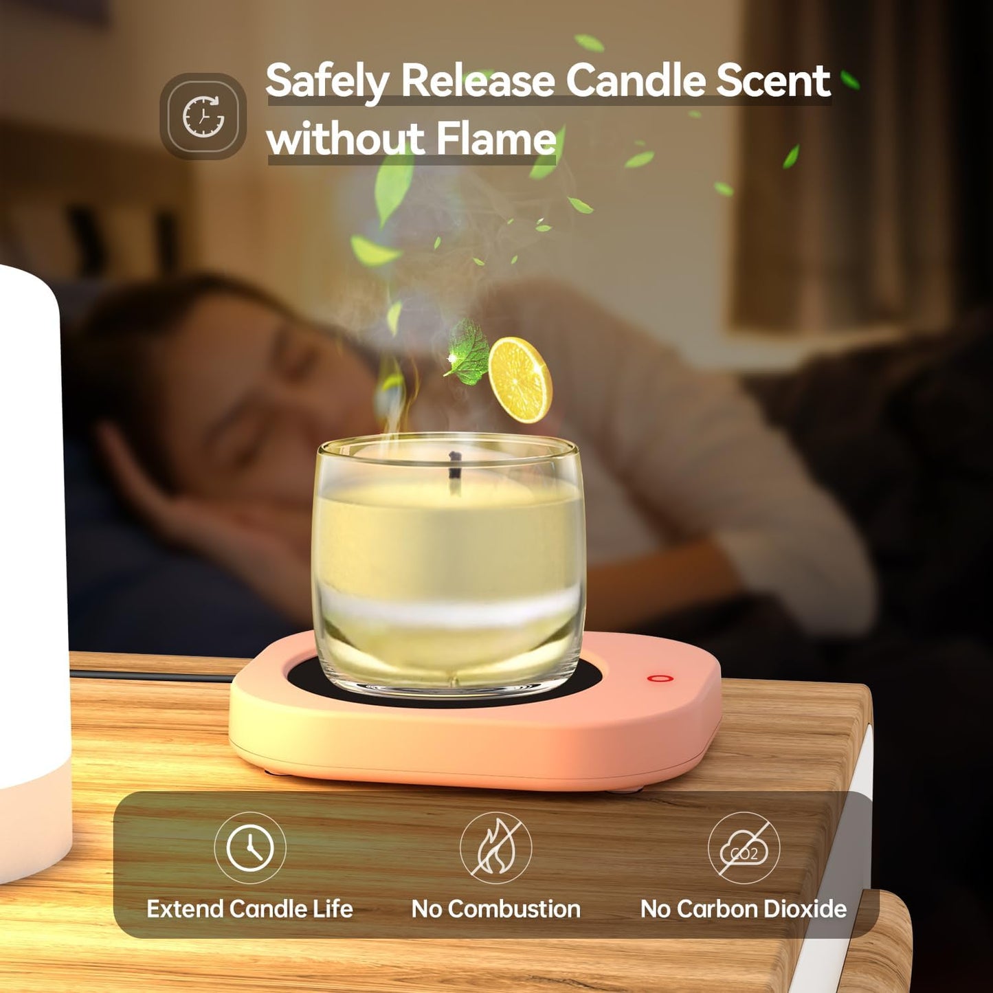 Enhanced Candle Wax Melt Warmer for Jar Candles, Safely Releases Scents Without Flame, Coffee Mug Warmer for Desk, Gravity-Induction Auto Shut Off, Electric Self Heated Plate for Heating Milk Tea