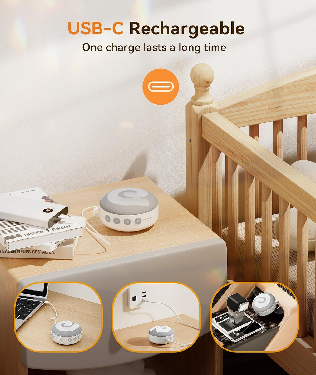 Dreamegg Portable Sound Machine Baby - D11 White Noise Machine for Baby Sleeping with Night Light, White Noise, Lullaby, Nature Sounds, Child Lock, USB Rechargeable Sound Machine for Travel Nursery