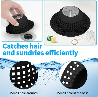 Aluvor Shower Drain Hair Catcher Bathtub Drain Cover Sink Drain Protector | Bathroom Sink & Bathtub Drain Strainer for Pop-Up & Regular Drains, Silver Grey