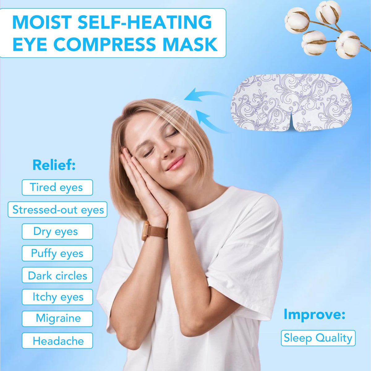 XPCARE 48 Pack Steam Eye Mask Disposable for Dry Eyes Cornea Care-Unscented