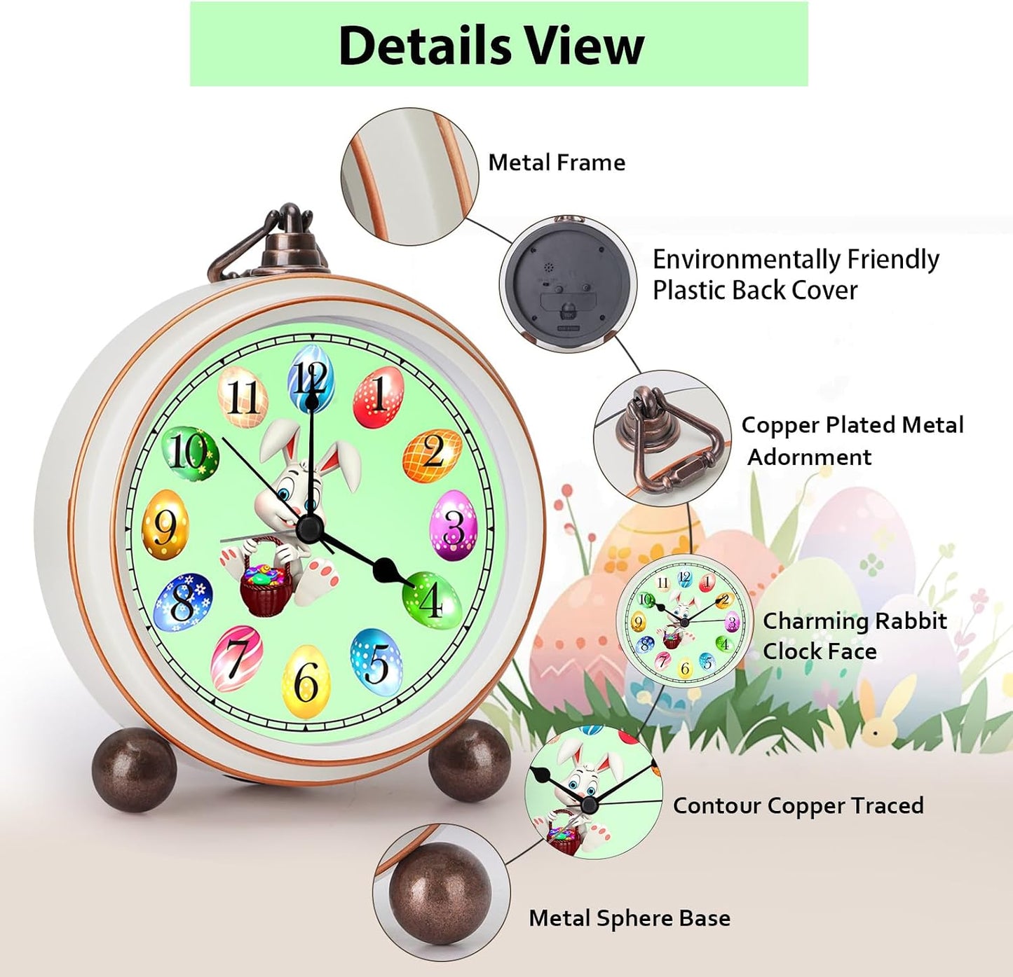 Maxspace 5.2in Analog Clock, Retro Silent Desk Clock Non-Ticking & Battery Operated with Quartz Movement,Clock Decor for Bedroom Living Room