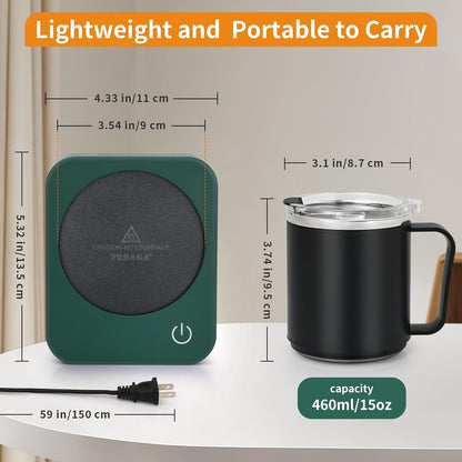 VOBAGA Coffee Mug Warmer Set with Auto Shut Off, 15 oz Coffee Mug Gift Set & 3 Temperature Settings Home Office Desk Accessories Valentine's Day Gift