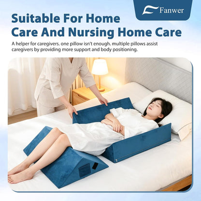 Fanwer Positioning Wedge Pillow for Side Sleeping (3 in 1), 40 Degree Triangle Bed Wedges & Body Positioners for Back Pain, Preventing Bedsores, After Surgery, Knees Elevated, Pregnancy