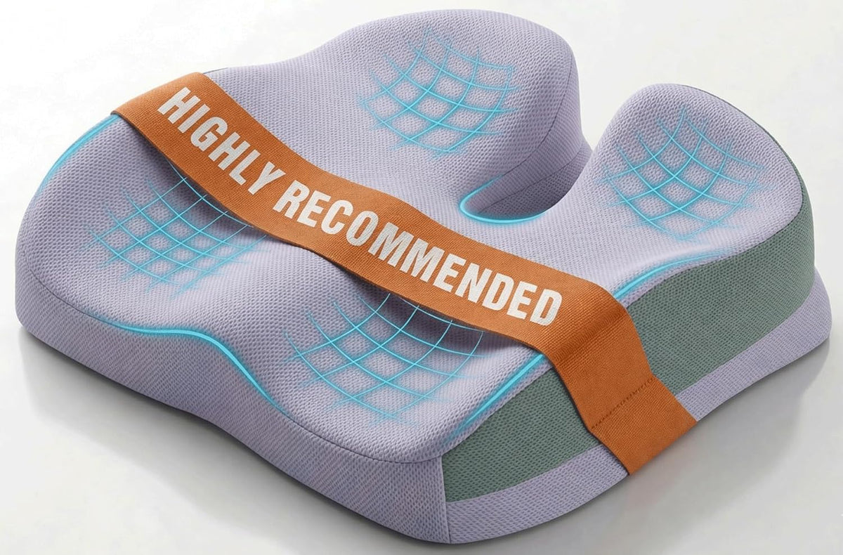 Memory Foam Ergonomic Seat Cushion for Office Chairs Pain Relief