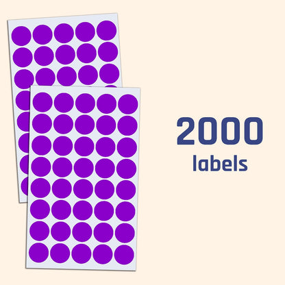 2000 Pack, 3/4" Round Colored Dot Stickers Labels - 10 Colors