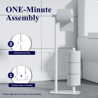 Kitsure Toilet Paper Holder Stand, Bathroom Storage, Medium, Black | Large Capacity Toilet Paper Holder for 4 Rolls, Rustproof Toilet Paper Holder Free Standing, Non-Slip Stable Base