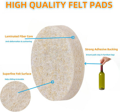 Felt Pads Small 3/8" Felt Pads for Cabinet Doors Bumpers, Cabinet Cushion Dots Felt Cabinet Door Stops, Self Adhesive Thick Bumper Pads to Protect Surfaces -Anti Scratch 234 Pcs Round Brown