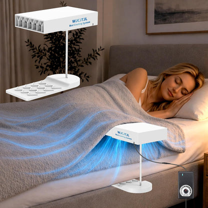 Bed Fan Under Sheets, Bed Cooling System with Adjustable Fan Speed (White) | Bed Cooling Fan for Bedroom, Bed Airflow System for Night Sweats, Hot Sleepers, Fits All Mattress Heights, Easy Installation