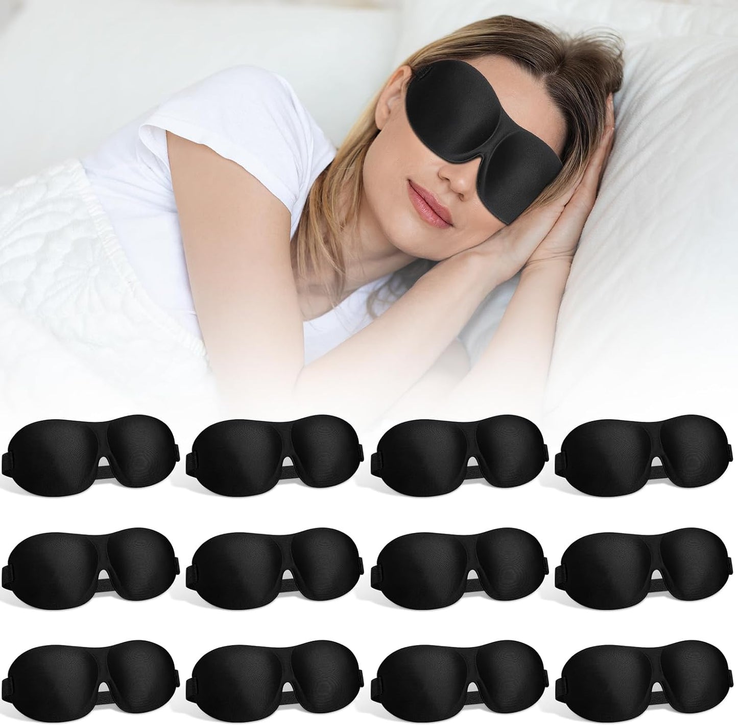 Bonuci 20 Pack Sleep Mask Blackout 3D Eye Mask for Ultralight Sleeping Night Blindfold Eye Covers with Adjustable Strap for Men Women Travel Gift Back and Side Sleeper (Dark Purple)