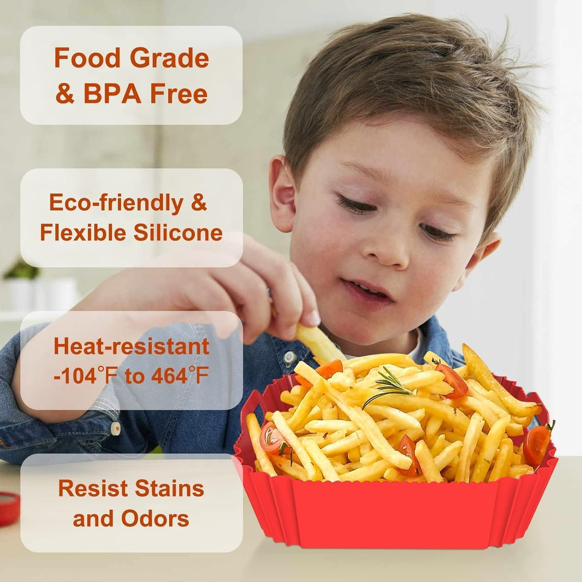 Air Fryer Silicone Liners Square 2 Pack 7.1 Inch Airfryer Liners 4-7 QT Reusable Air Fryer Liners Silicone Pot Oven Liner Baking Tray, Air Fryer Basket Silicone Mat Bowl Air Fryer Accessories Kitchen