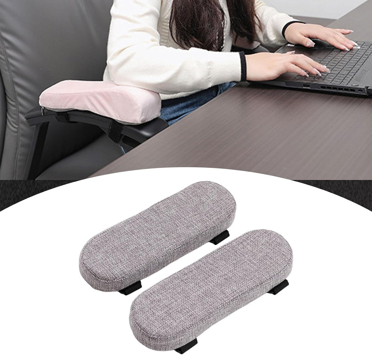 Office Chair Armrest Pad Elbow Cushion Thick Removable Cover Desk Chair Armrest Cushion Arm Padding for Recliners Sofa Home, Beige