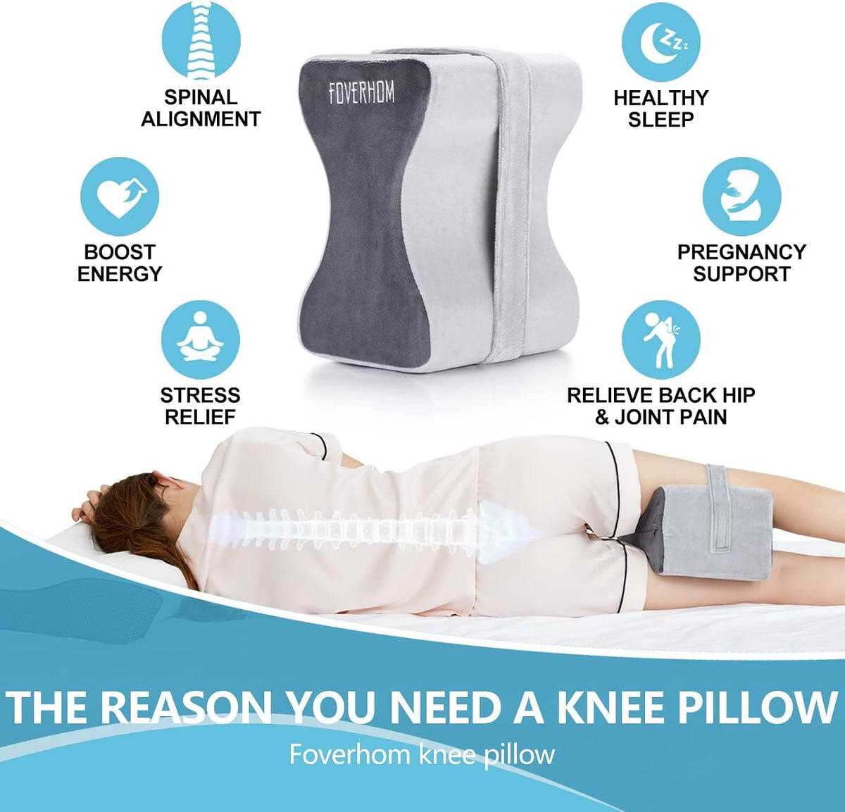 foverhom Memory Foam Knee Pillow Orthopedic Leg Support Pink