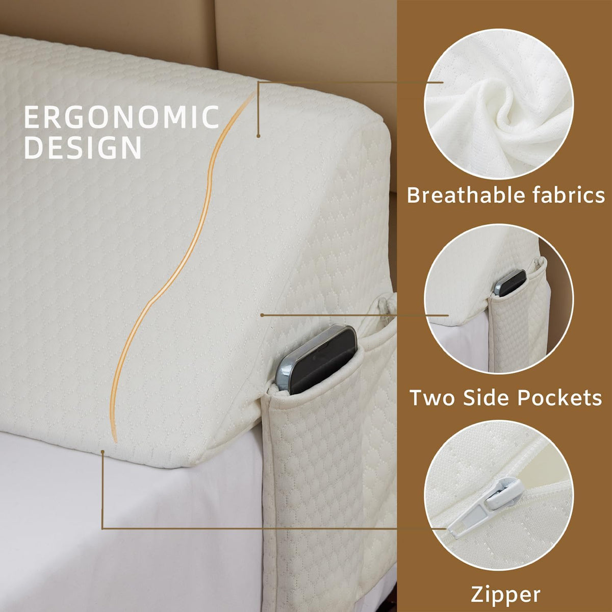 Bedluxe King Bed Wedge Pillow for Headboard, Fill The Gap (0-7")