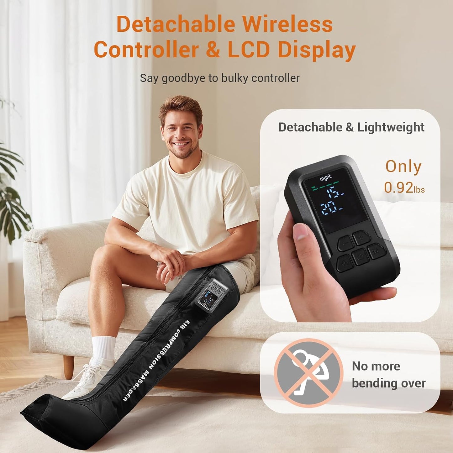 Full Leg Air Compression Massager, Sequential Cordless Compress Massager | Therapy Machine for Circulation Pain Relief, Rechargeable Leg Massage Recovery System with Multiple Modes for Athlete